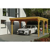 SKANHOLZ Carport »Grunewald«, BxT: 427 x 554 cm, Firsthöhe: 251 cm, lasiert - beige von SKANHOLZ