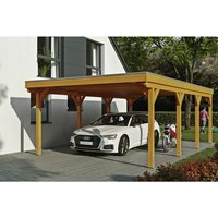 SKANHOLZ Carport »Grunewald«, BxT: 427 x 796 cm, Firsthöhe: 251 cm, lasiert - beige von SKANHOLZ