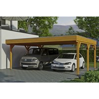 SKANHOLZ Carport »Grunewald«, BxT: 622 x 554 cm, Firsthöhe: 255 cm, lasiert - beige von SKANHOLZ