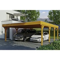 SKANHOLZ Carport »Grunewald«, BxT: 622 x 796 cm, Firsthöhe: 255 cm, lasiert - beige von SKANHOLZ