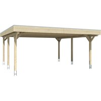 SKANHOLZ Carport »Spessart«, BxT: 611 x 604 cm, Firsthöhe: 258 cm, lasiert - beige von SKANHOLZ