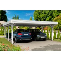 SKANHOLZ Carport »Spessart«, BxT: 611 x 846 cm, Firsthöhe: 258 cm, lasiert - weiss von SKANHOLZ