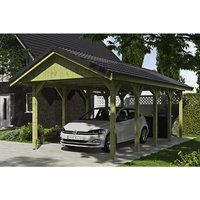 SKANHOLZ Carport »Wallgau«, BxT: 380 x 750 cm, Firsthöhe: 313 cm, imprägniert - gruen von SKANHOLZ