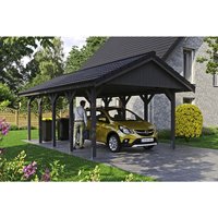 SKANHOLZ Carport »Wallgau«, BxT: 430 x 750 cm, Firsthöhe: 326 cm, lasiert - grau von SKANHOLZ