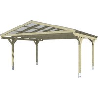 SKANHOLZ Carport »Westerwald«, BxT: 570 x 648 cm, Firsthöhe: 314 cm, lasiert - beige von SKANHOLZ