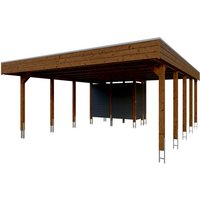 SKANHOLZ Doppelcarport »Friesland Set 14«, 557 x 708 cm (BxT), mit Abstellraum, nussbaum - braun von SKANHOLZ