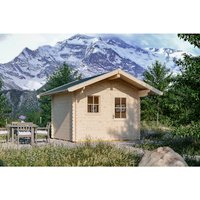 SKANHOLZ Gartenhaus »Arosa«, BxT: 400 x 380 cm (Aufstellmaße), Spitzdach - beige von SKANHOLZ