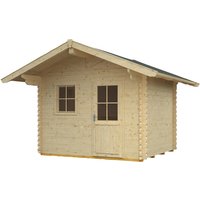 SKANHOLZ Gartenhaus »Arosa«, BxT: 400 x 430 cm (Aufstellmaße), Spitzdach - beige von SKANHOLZ