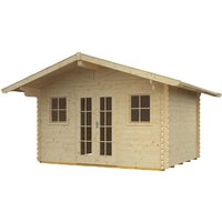 SKANHOLZ Gartenhaus »Davos«, BxT: 480 x 430 cm (Aufstellmaße), Spitzdach - beige von SKANHOLZ