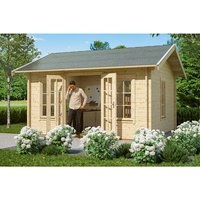 SKANHOLZ Gartenhaus »Lugano 1«, BxT: 500 x 380 cm (Aufstellmaße), Satteldach - beige von SKANHOLZ