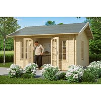 SKANHOLZ Gartenhaus »Lugano 1«, Holz, BxHxT: 500 x 296 x 300 cm (Außenmaße inkl. Dachüberstand) - beige von SKANHOLZ