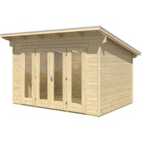 SKANHOLZ Gartenhaus »Ostende«, BxT: 440 x 380 cm (Aufstellmaße), Pultdach - beige von SKANHOLZ