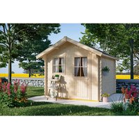 SKANHOLZ Gartenhaus »Porto«, BxT: 280 x 255 cm (Aufstellmaße), Spitzdach - beige von SKANHOLZ