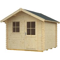 SKANHOLZ Gartenhaus »Porto«, BxT: 280 x 355 cm (Aufstellmaße), Spitzdach - beige von SKANHOLZ