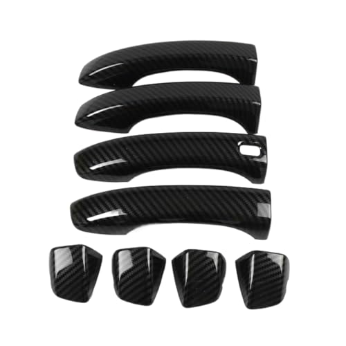SKASVBKDE For MG ZS 2017 2018 2019 2020 2021 2022 ABS Chrom Glänzend Schwarz Seite Türgriff Abdeckung Borte Aufkleber Auto Styling Zubehör Türinnengriffe(Carbon 1 hole) von SKASVBKDE