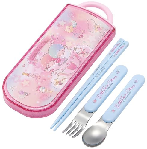 Little Twin Stars Utensilien-Set – inklusive wiederverwendbarer Gabel, Löffel, Essstäbchen und Tragetasche – authentisches japanisches Design – langlebig, spülmaschinenfest – Freizeitpark von SKATER