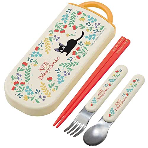 Skater Kiki's Delivery Service Spirited Away UtensilienSet – inklusive wiederverwendbarer Gabel, Löffel, Essstäbchen und Tragetasche – authentisches japanisches Design – langlebig, spülmaschinenfest von SKATER