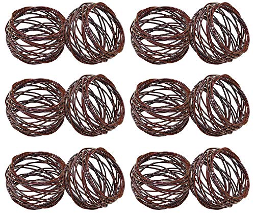 SKAVIJ Indischer Handgefertigter Runder Serviettenring aus Metallgeflecht, 12er-Set für Abendessen, Party, Serviettenhalter für den täglichen Gebrauch Braun von SKAVIJ