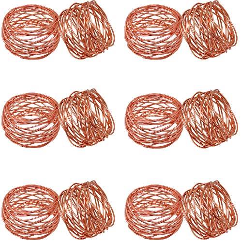 SKAVIJ Indischer Handgefertigter Runder Serviettenring aus Metallgeflecht, 12er-Set für Abendessen, Party, Serviettenhalter für den täglichen Gebrauch Kupfer von SKAVIJ