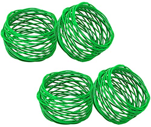 SKAVIJ Indischer Handgefertigter Runder Serviettenring aus Metallgeflecht, 4er-Set für Abendessen, Party, Serviettenhalter für den täglichen Gebrauch Grün von SKAVIJ