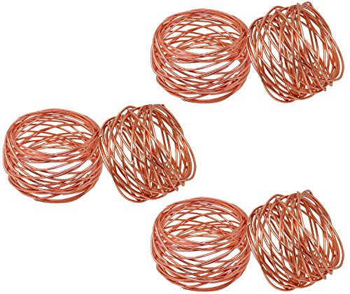 SKAVIJ Indischer Handgefertigter Runder Serviettenring aus Metallgeflecht, 6er-Set für Abendessen, Party, Serviettenhalter für den täglichen Gebrauch Kupfer von SKAVIJ