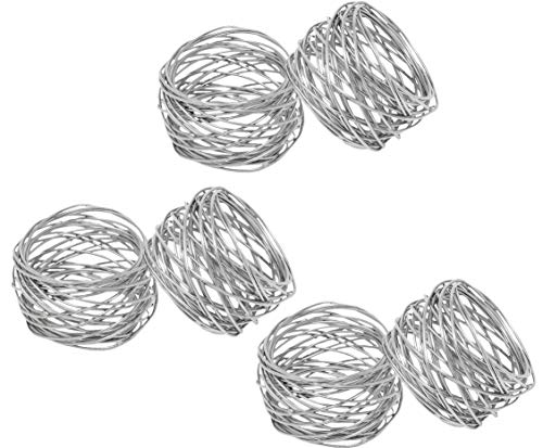 SKAVIJ Indischer Handgefertigter Runder Serviettenring aus Metallgeflecht, 6er-Set für Abendessen, Party, Serviettenhalter für den täglichen Gebrauch Silber von SKAVIJ