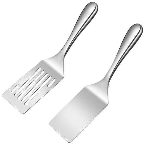 2 Stück Edelstahl Grillspachtel Grillwender, Servierspatel-Set aus edelstahl, Grillwender Set, Edelstahl Pfannenwender, Spachtel Schlitzwender, Geeignet zum Rührbraten und Grillen von Speisen 2 Stück Edelstahl Grillspachtel Grillwender, Servierspatel-Set aus edelstahl, Grillwender Set, Edelstahl Pfannenwender, Spachtel Schlitzwender, Geeignet zum Rührbraten und Grillen von Speisen von SKDFHOD