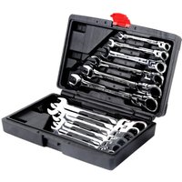 12tlg Ratschenschlüssel Ring Maul Schlüssel Ratsche 8-19mm Werkzeug Ratsche Set[Ringmaul Gelenkkopf] von SKECTEN