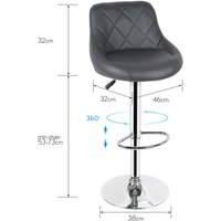 2er Set Barhocker,Barhocker Kunstleder höhenverstellbar 360°drehbar Gestell Grau von SKECTEN