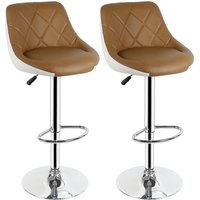 2er Set Barhocker,Barhocker Kunstleder höhenverstellbar 360°drehbar Gestell Kamel+Weiß von SKECTEN