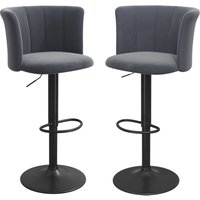 2er Set Barhocker Barstuhl höhenverstellbar Bistrohocker mit Lehne 360° Drehstuhl Samt Dunkelgrau von SKECTEN