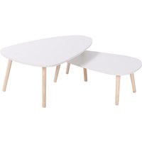 2er Set Beistelltisch Retro Couchtisch Kaffeetisch Wohnzimmer Design Tisch Weiß von SKECTEN