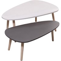 2er Set Design Beistelltisch Retro Couchtisch Kaffeetisch Wohnzimmer Tisch Weiß Grau von SKECTEN