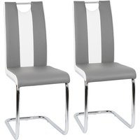 2er Set Esszimmerstühle mit Rückenlehne,Polsterstuhl aus Metallbeine,Grau+Weiß von SKECTEN