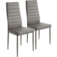 2er Set Esszimmerstühle mit Rückenlehne,Polsterstuhl aus Metallbeine,grau von SKECTEN