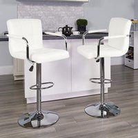 2er Set arhocker mit Armlehnen Höhenverstellbar Drehbar Für Tresen-Stuhl Home Küche Frühstück Party,Weiß von SKECTEN
