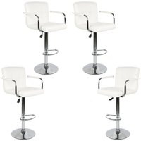 4er Set Barhocker ,Tresenhocker ,mit Lehne, Barstuhl ,Drehstuhl ,aus Kunstleder ,Mit Armlehnen ,Höhenverstellbar, Weiß von SKECTEN