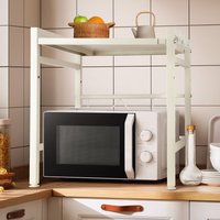 Skecten - Ausziehbares Küchenregal 40/64×45×36.5cm Einzelne Ablage für Mikrowellenherd mit Haken Karbonstahl Weiß von SKECTEN