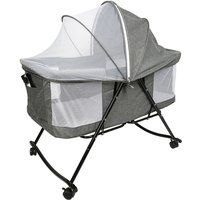 Baby Wiege KinderBett Stubenwagen Beistellbett mit Moskitonetz Faltbar 106×92×55cm Grau von SKECTEN