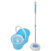 Bodenwischer 360° Verdrehbar Wischmop Schleuder Mikrofaser Set für Haushalt Mop Blau von SKECTEN