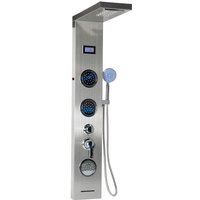 Duschpaneel LED Edelstahl mit Regendusche,Handbrause,Körperdusche,unter dem Wasserhahn,Wasserfall Duschsäule(LCD Bildschirm Edelstahl) von SKECTEN