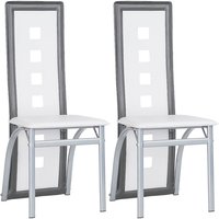 Esszimmerstühle 2er-Set,aus Kunstleder,für Küche,Esszimmer,Weiß+grau von SKECTEN