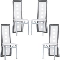 Esszimmerstühle 4er-Set,aus Kunstleder,für Küche,Esszimmer,Weiß+grau von SKECTEN