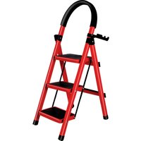 Klapptritt mit 3 Stufen Klappbar Stahl mit Haltegriff 41.5 x 57 x 104 cm Rot von SKECTEN