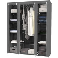Kleiderschrank,Stoffschrank mit Reißverschluss,134×43×172cm,Grau von SKECTEN
