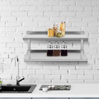 Küchenregal Wandregal Metallregal mit 2 Ebenen Edelstahl 80x57x30cm Silbern von SKECTEN