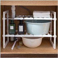 Küchenregale, flexible Küchenspülenregale, 2-stöckiges Regal, höhenverstellbar für Unterschrank – Weiß Küchenregale, flexible Küchenspülenregale, 2-stöckiges Regal, höhenverstellbar für Unterschrank – Weiß von SKECTEN