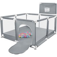Laufstall Baby Aktivitätszentrum mit 50 Kugel mit Atmungsaktivem Netz an Vier Seiten und Saugnäpfen 126×126 cm Dunkelgrau Laufstall Baby Aktivitätszentrum mit 50 Kugel mit Atmungsaktivem Netz an Vier Seiten und Saugnäpfen 126×126 cm Dunkelgrau von SKECTEN