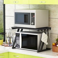 Mikrowellenherdregal Größe 57×38×38 cm Küchenregal einfaches Ofenlagerregal Kohlenstoffstahl Z-förmiges(schwarz) von SKECTEN