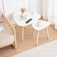 Skecten® Couchtisch 2er Set Teetisch mit Holzbeinen Beistelltisch MDF für Wohnzimmer Balkon und Büro Weiß von SKECTEN